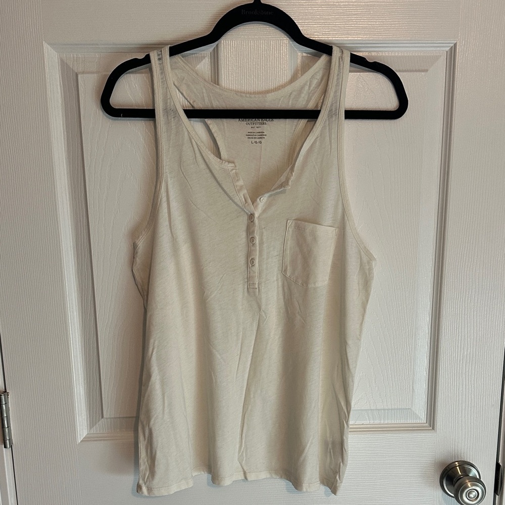 American Eagle Outfitters Off-White Buttoned Tank Top